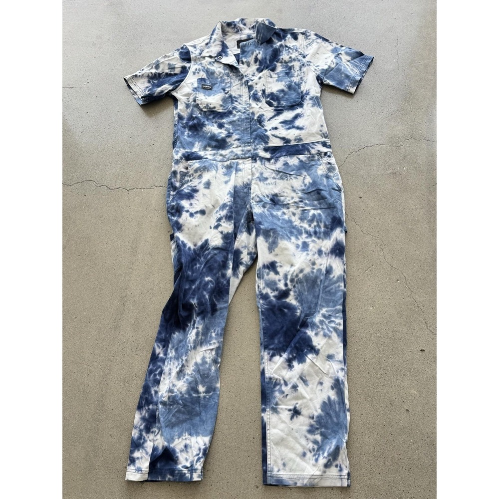 Wildfang The Essential Coveralls Womens XL Blue Tie Dye Denim Jumpsuit